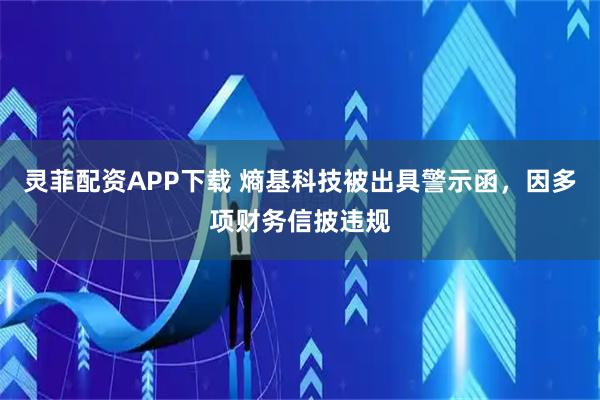 灵菲配资APP下载 熵基科技被出具警示函，因多项财务信披违规