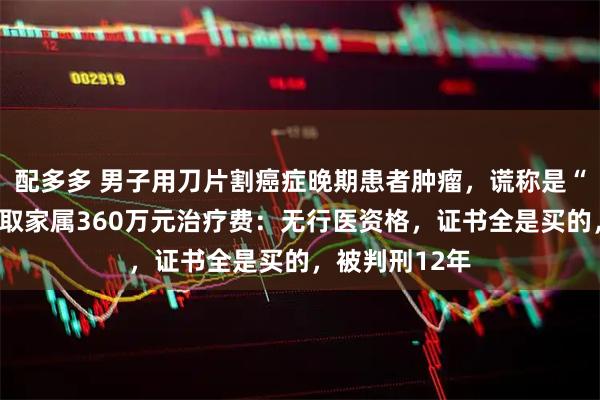 配多多 男子用刀片割癌症晚期患者肿瘤，谎称是“气功治病”收取家属360万元治疗费：无行医资格，证书全是买的，被判刑12年